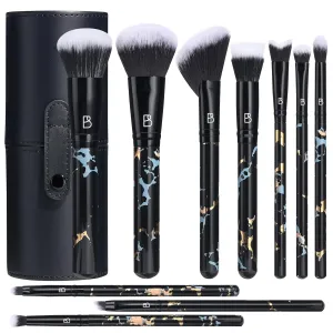 Makeup Brushes NO Smell 10 PCS Set Black Color Synthetic Foundation Powder Concealers Eyeshadows with Black Case