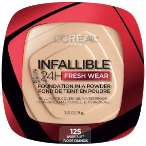 Makeup Infallible Fresh Wear Foundation in a Powder, up to 24H Wear, Waterproof, Ivory Buff, 0.31 Oz.