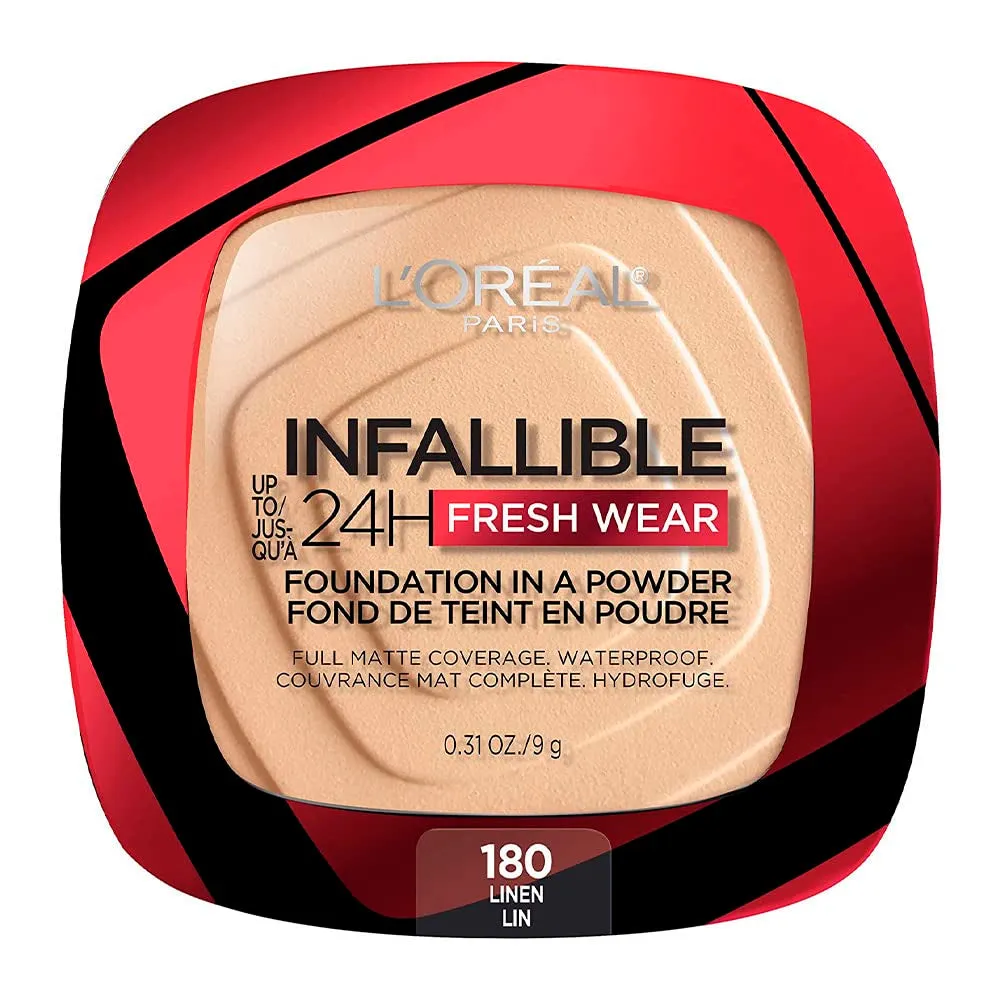 Makeup Infallible Fresh Wear Foundation in a Powder, up to 24H Wear, Waterproof, Ivory Buff, 0.31 Oz.