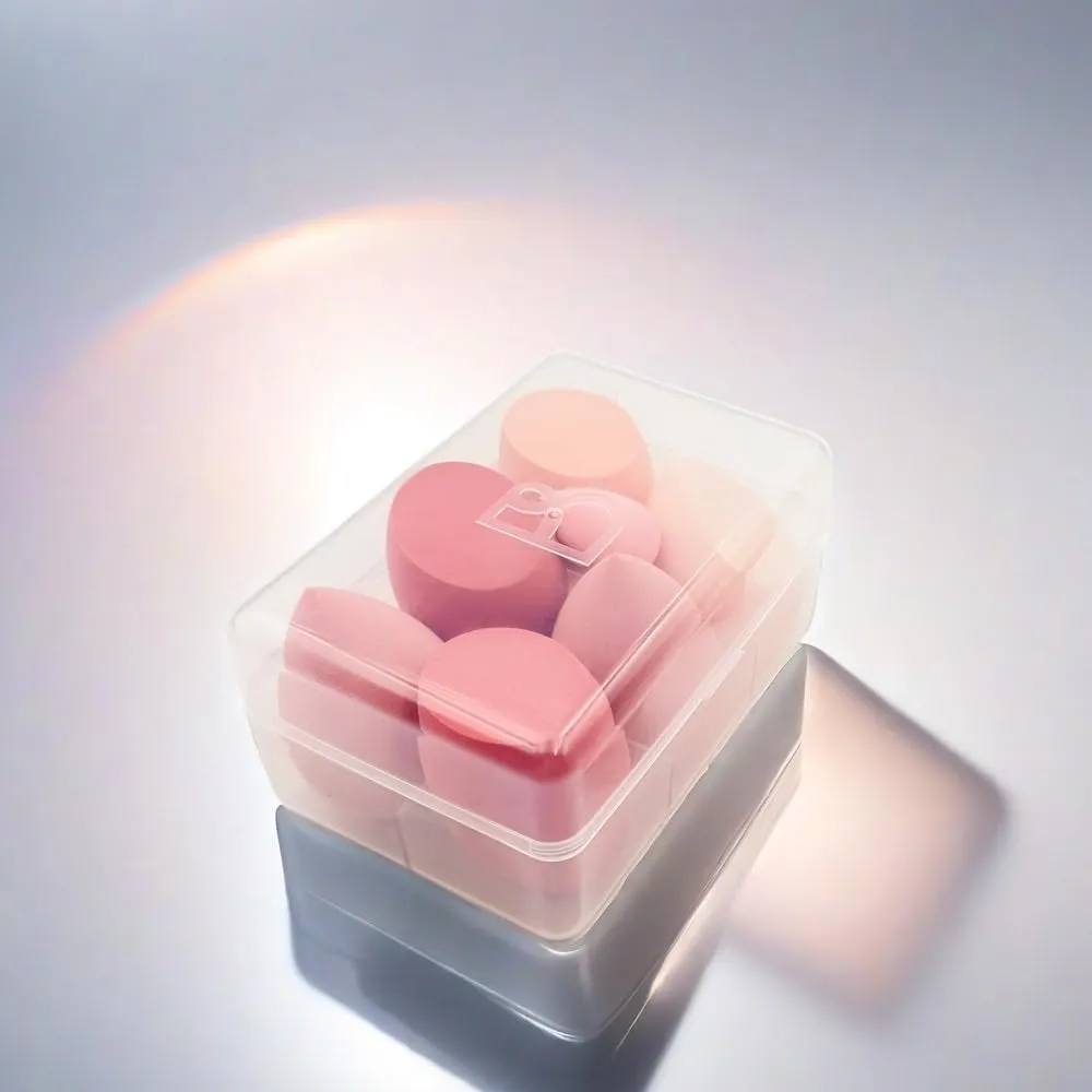 Makeup Sponge Set  Blender Sponges 7 Pcs for Liquid, Cream, and Powder, Multi-Colored with 1 Mini Makeup Sponge Pink (A-Pink）