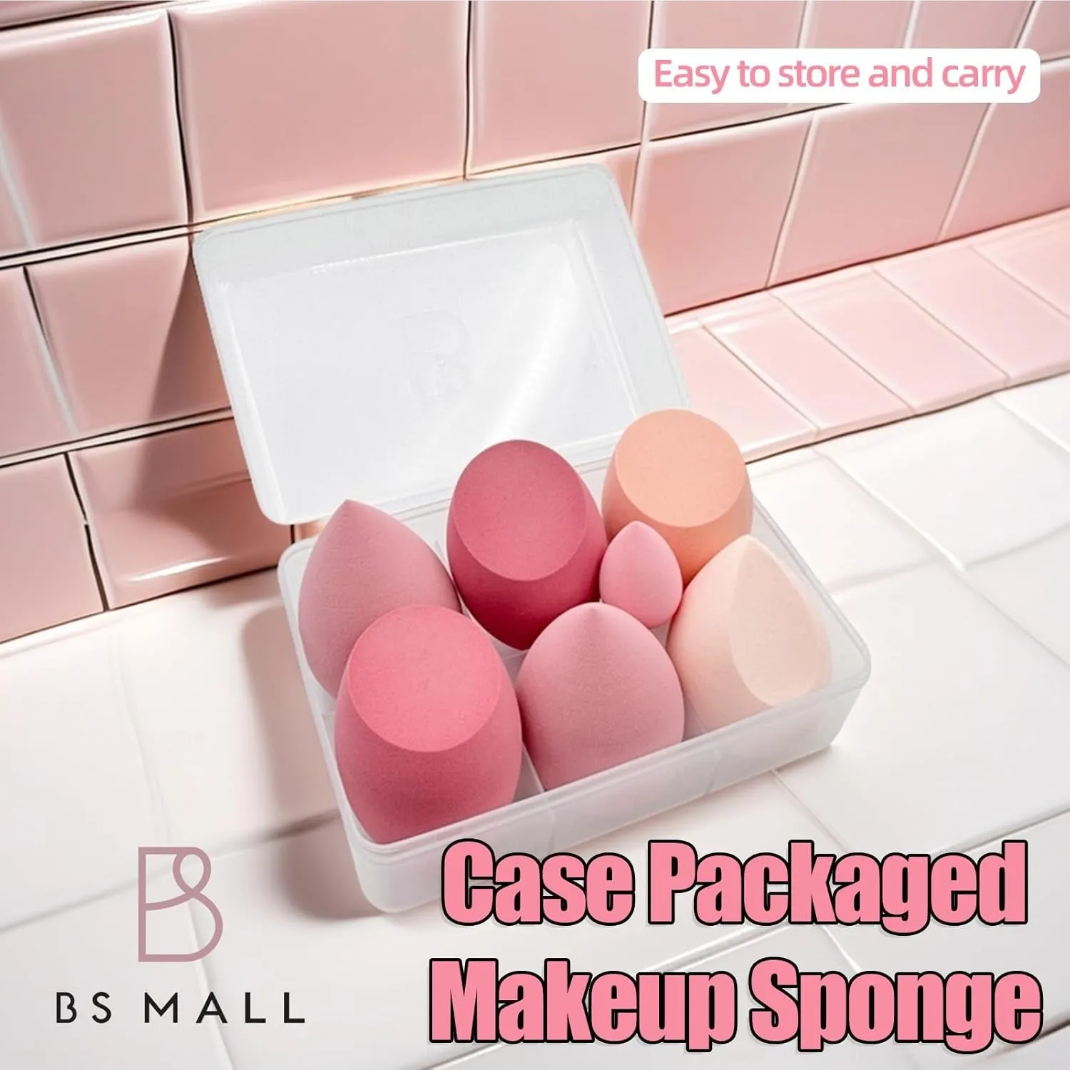 Makeup Sponge Set  Blender Sponges 7 Pcs for Liquid, Cream, and Powder, Multi-Colored with 1 Mini Makeup Sponge Pink (A-Pink）
