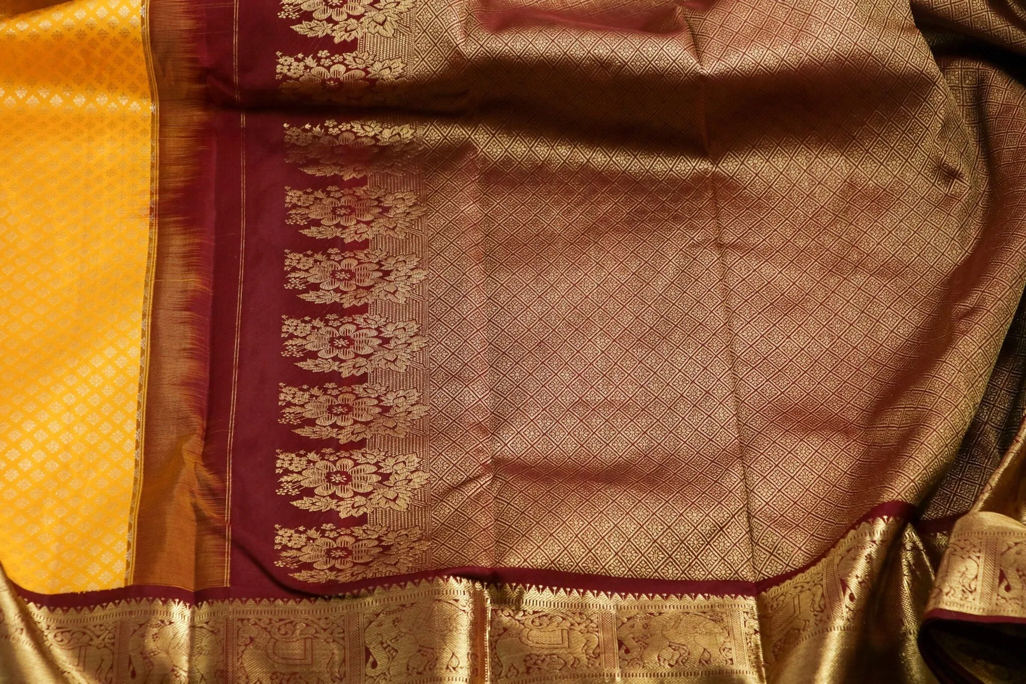 Mango Yellow maroon pattu saree zari Saree handloom saree stitched blouse purple saree pink saree party wear saree silk saree wedding saree