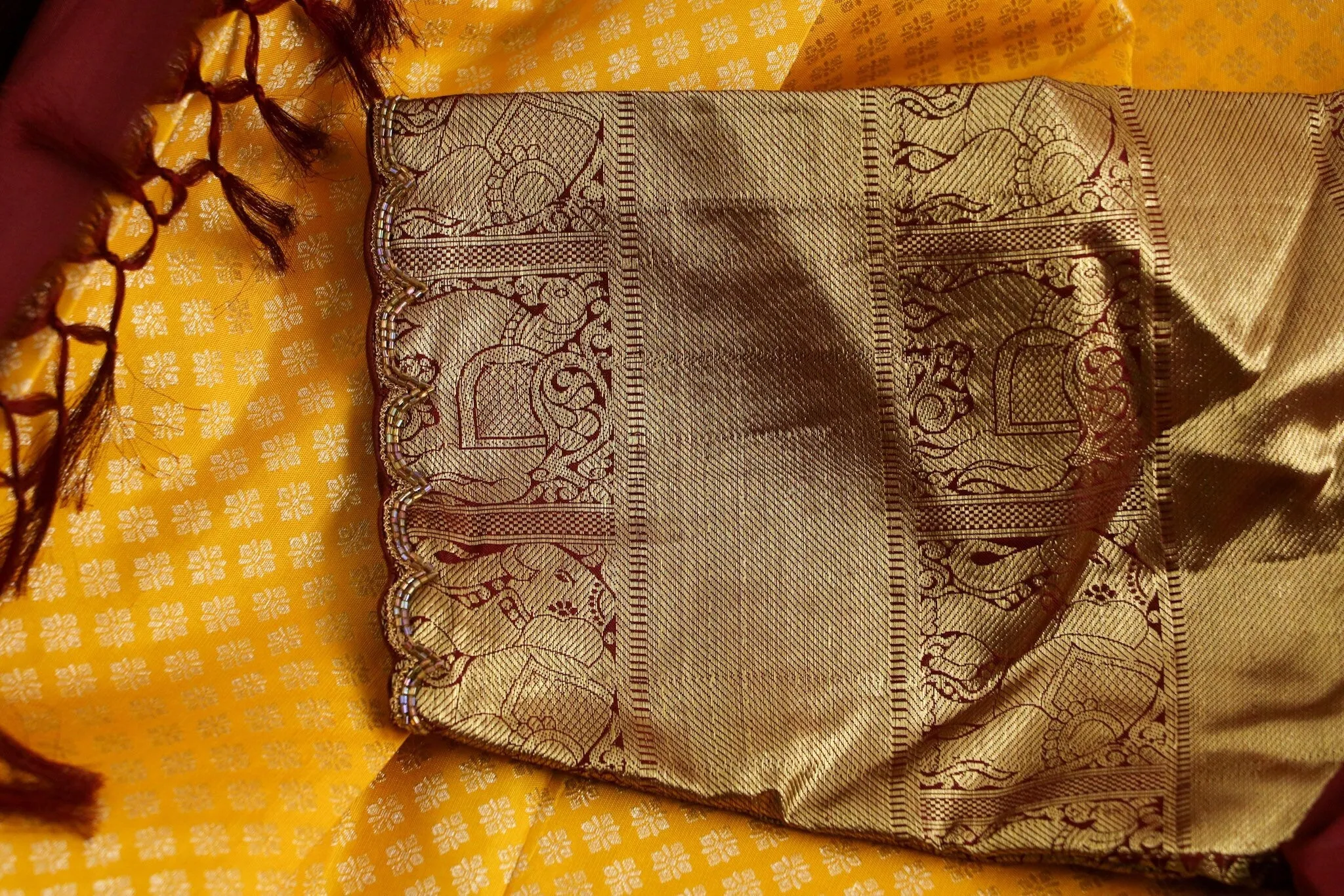 Mango Yellow maroon pattu saree zari Saree handloom saree stitched blouse purple saree pink saree party wear saree silk saree wedding saree