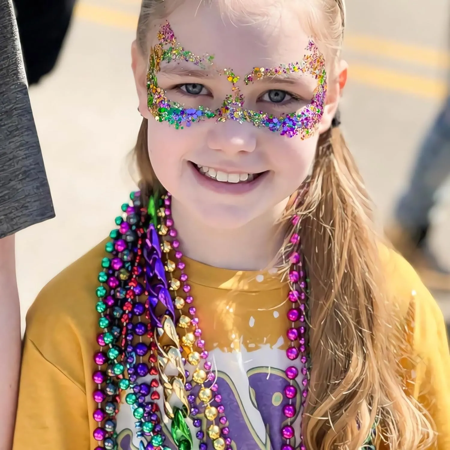 Mardi Gras Glitter Gel for Body, Face, Hair and Lip, Color Changing Glitter Gel under Light (Mardi Gras)