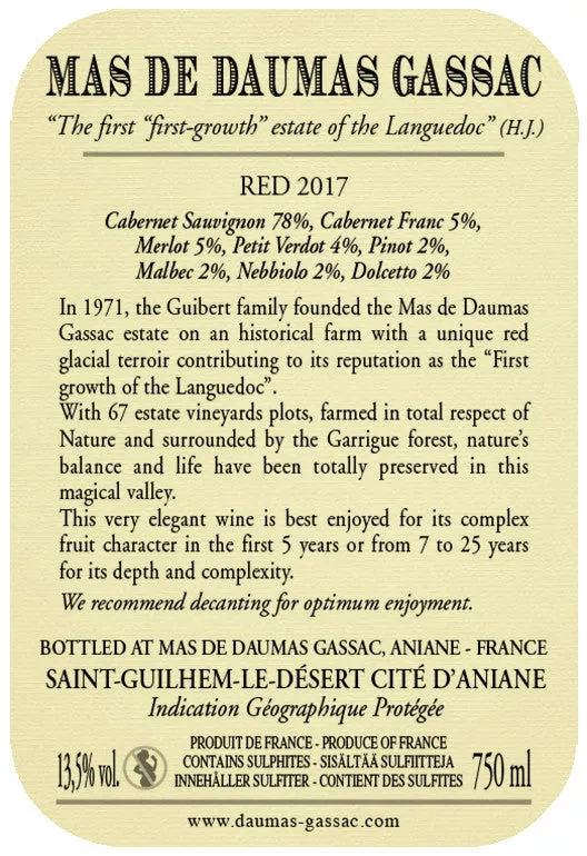 Mas du Domaine Gassac Rouge, Famille Guibert, Haute Valleé du Gassac 2020