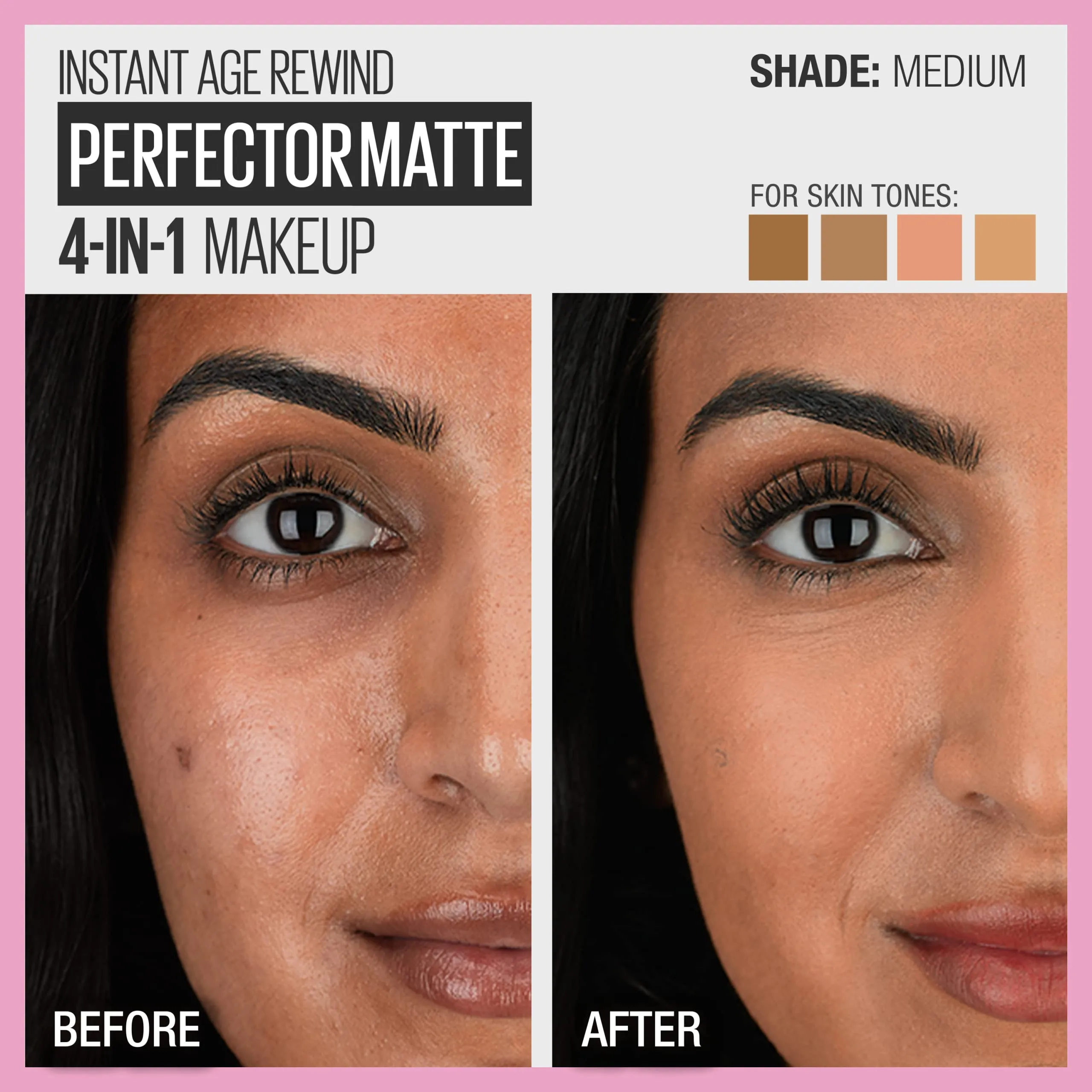 Maybelline Instant Age Rewind Instant Perfector 4-In-1 Matte Makeup, 03 Medium, 1 Count