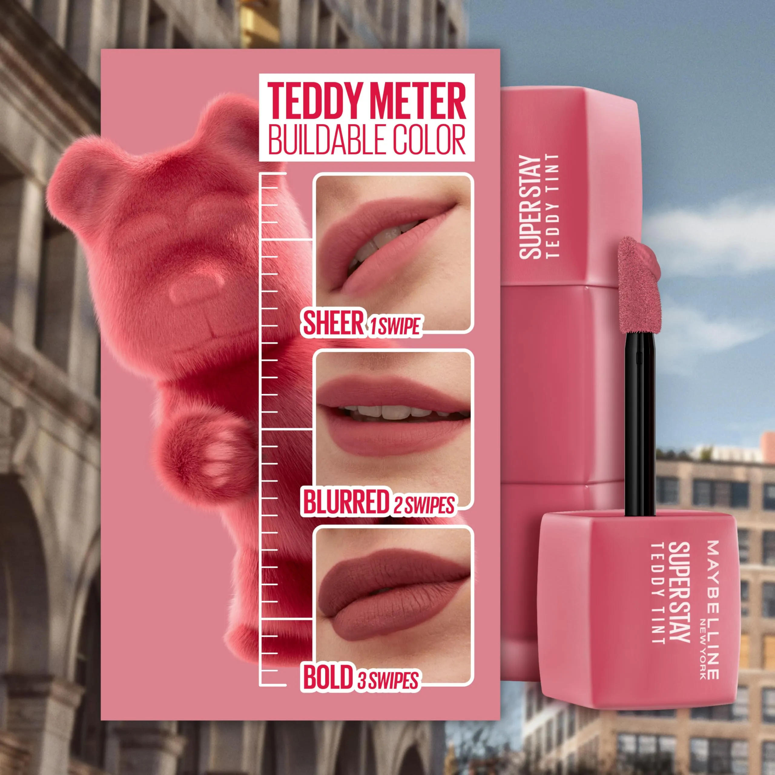 MAYBELLINE Super Stay Teddy Lip Tint, Long Lasting Matte Lipstick For Up To 12HR Wear, Wild At Heart, 1 Count