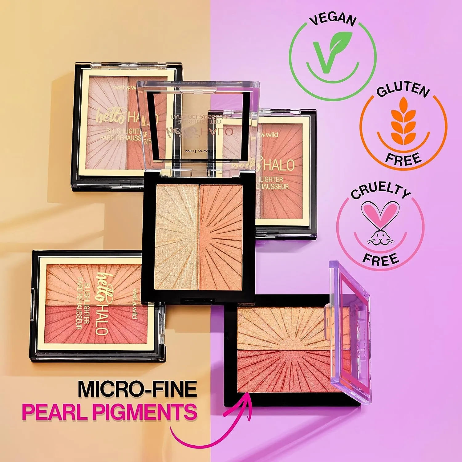 Megaglo Blushlighter, Blendable Blush & Highlighter Set, Shimmery Metallic Finish, Flash Me