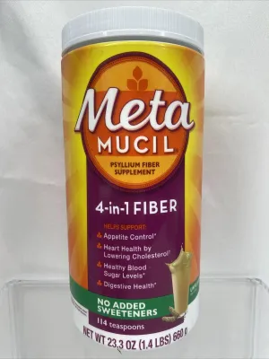 Metamucil 4-in-1 Fiber No Added Sweeteners   Unflavored Psyllium Powder 5/22