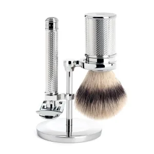 MÜHLE TRADITIONAL 3 Pc. Shaving Set, Silvertip Fibre / Safety Razor, Closed Comb, Chrome