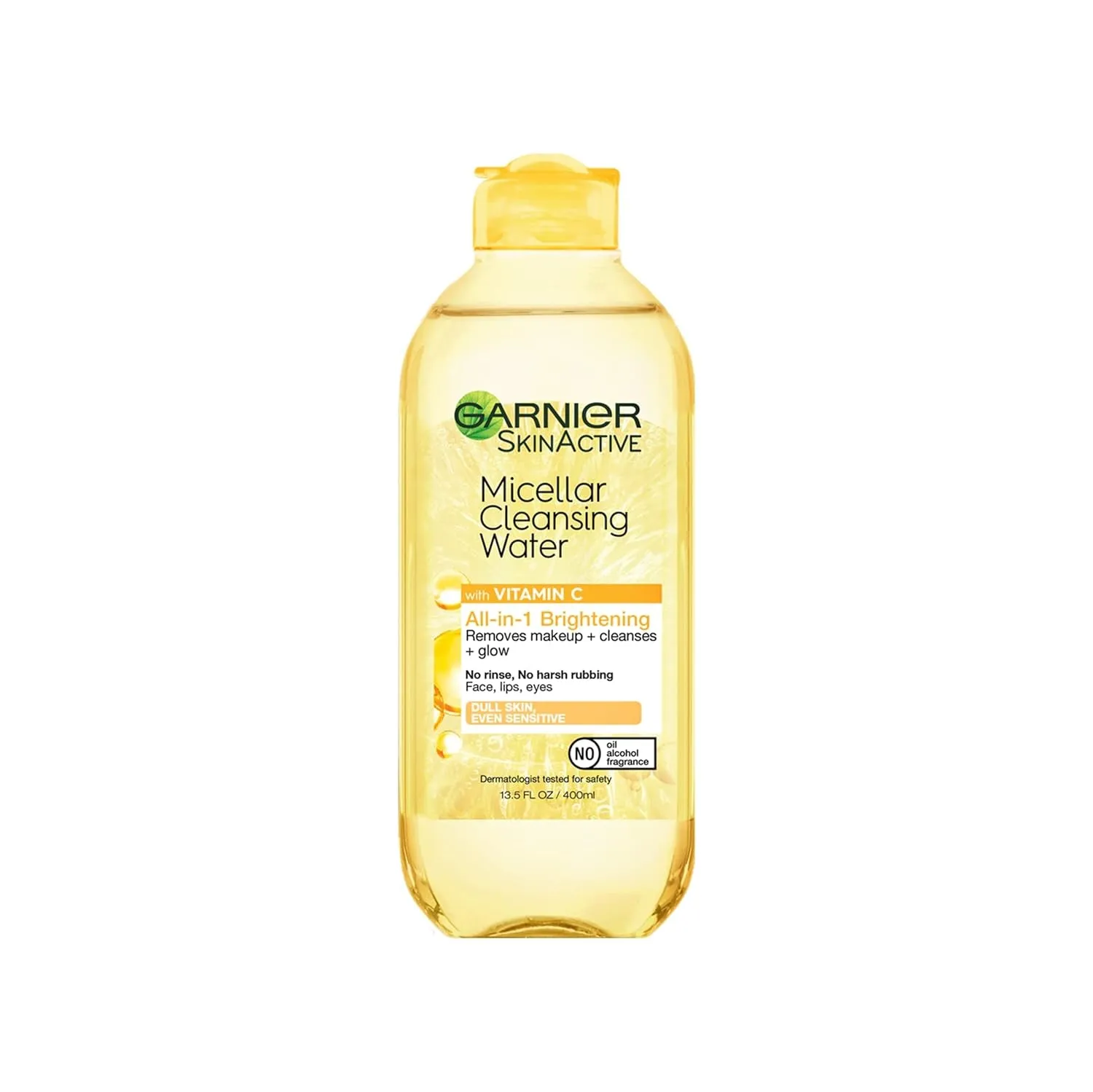 Micellar Water with Vitamin C, Facial Cleanser & Makeup Remover, Brightening & Hydrating, for All Skin Types, Vegan, Cruelty Free, 13.5 Fl Oz (400Ml), 1 Count