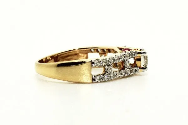 Milgrain Diamond Yellow Gold Ring AD No. 0433