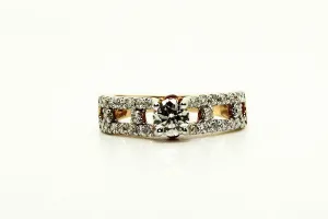 Milgrain Diamond Yellow Gold Ring AD No. 0433
