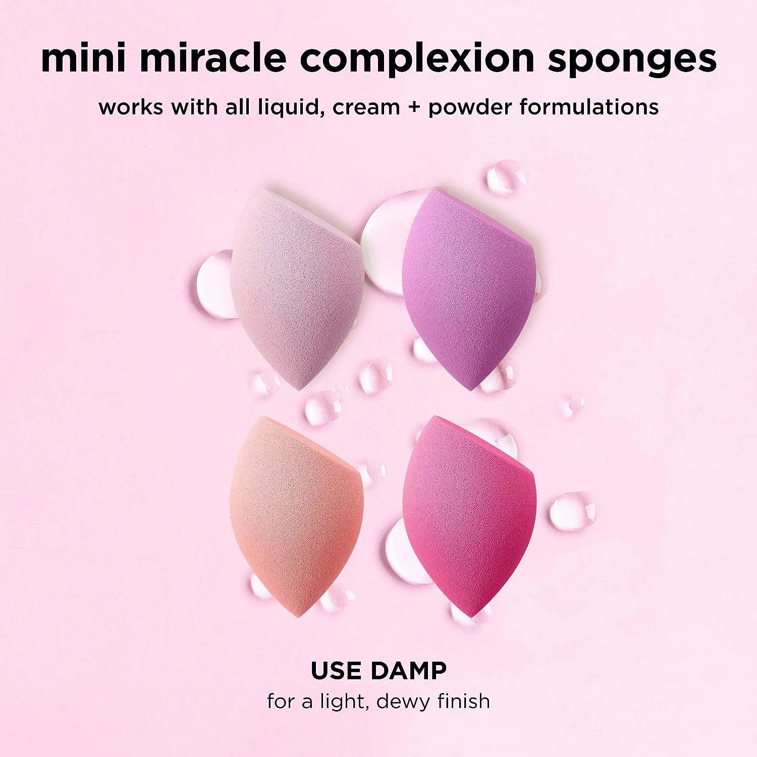 Mini Miracle Complexion Sponge 4 Pack, Small Makeup Blending Sponges, for Foundation & Concealer, Mini Size for under Eyes & Touch-Ups, Travel Friendly, Natural Makeup, Latex-Free