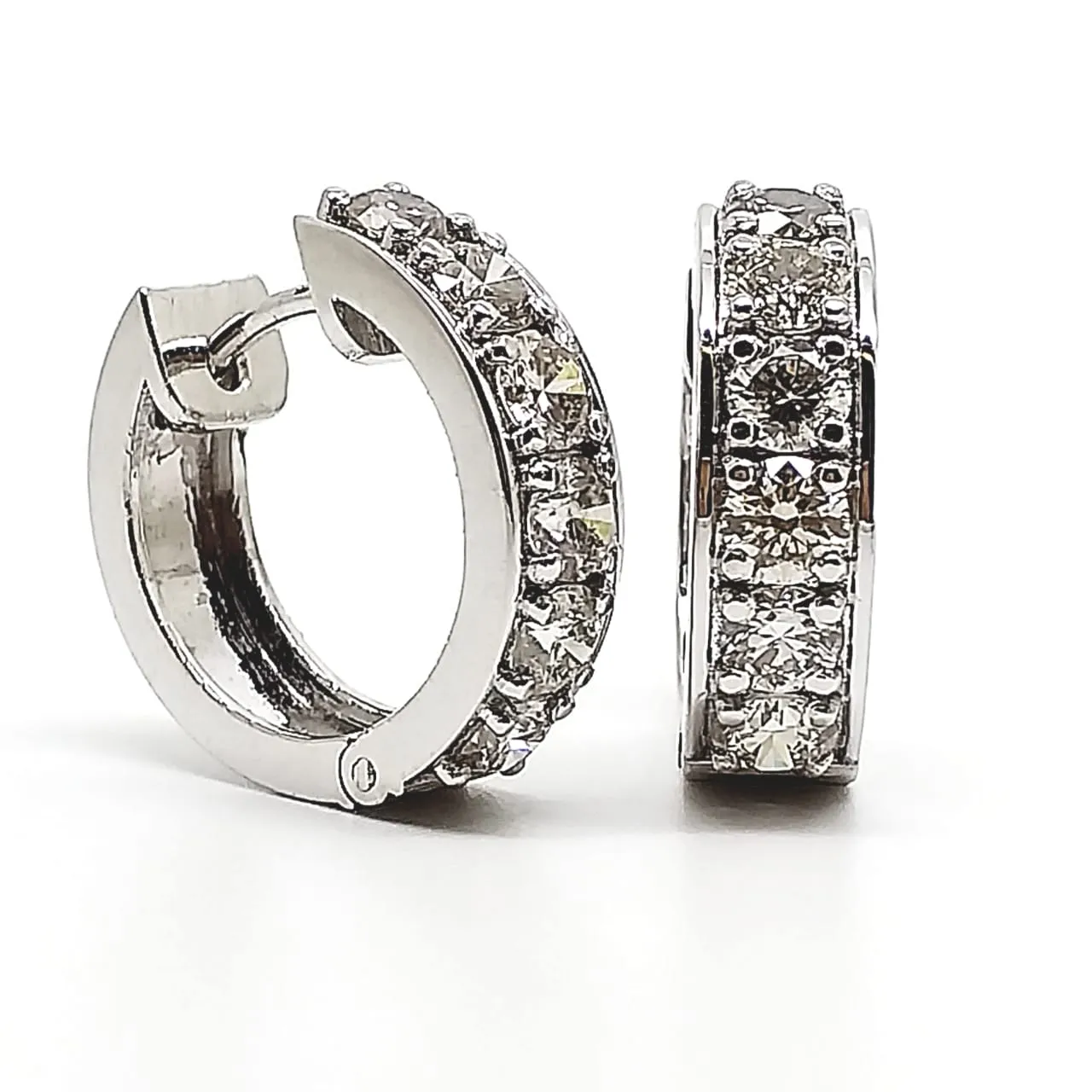 Mini Pave-Set Huggie Hoop Earrings in 14k White Gold (1.53 ct. tw