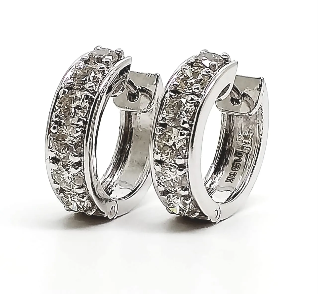 Mini Pave-Set Huggie Hoop Earrings in 14k White Gold (1.53 ct. tw