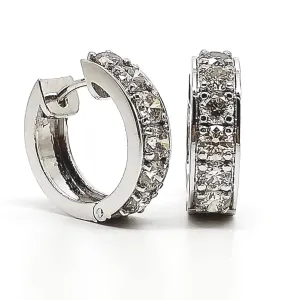 Mini Pave-Set Huggie Hoop Earrings in 14k White Gold (1.53 ct. tw