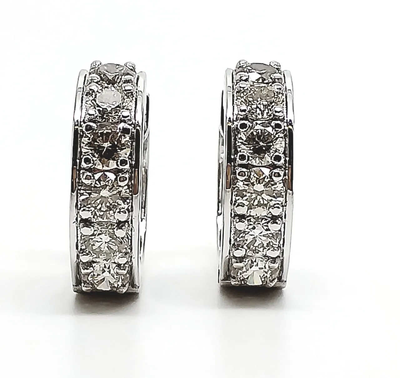 Mini Pave-Set Huggie Hoop Earrings in 14k White Gold (1.53 ct. tw