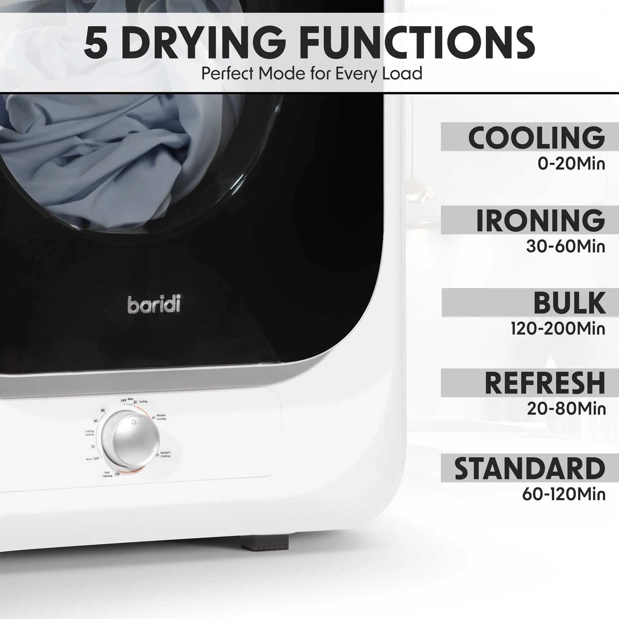 Mini Tabletop Tumble Dryer, Counter Top Vented Dryer, 2.5kg capactity, includes wall mounted brackets, fully portable - DH192