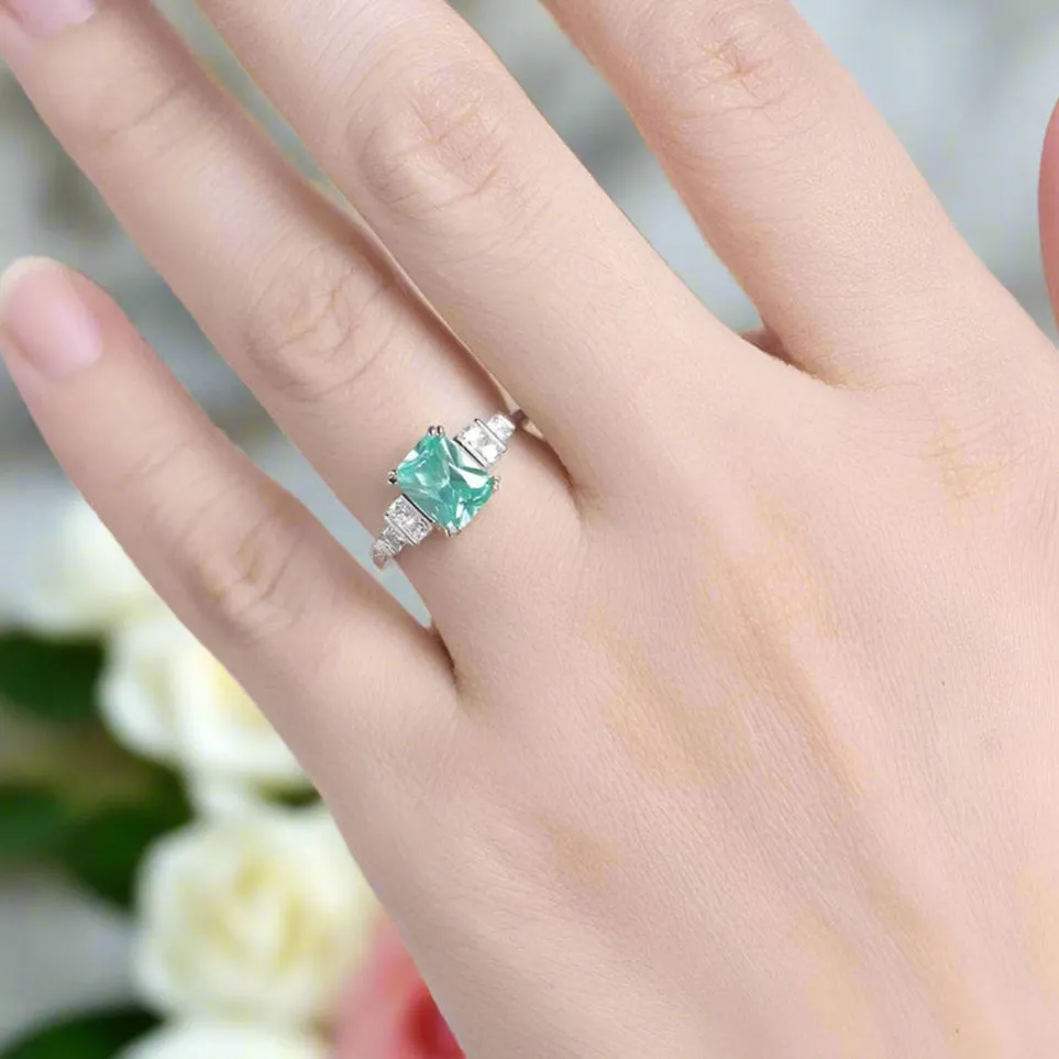 Mint Sapphire Tourmaline Engagement Ring