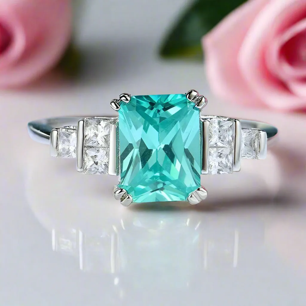 Mint Sapphire Tourmaline Engagement Ring