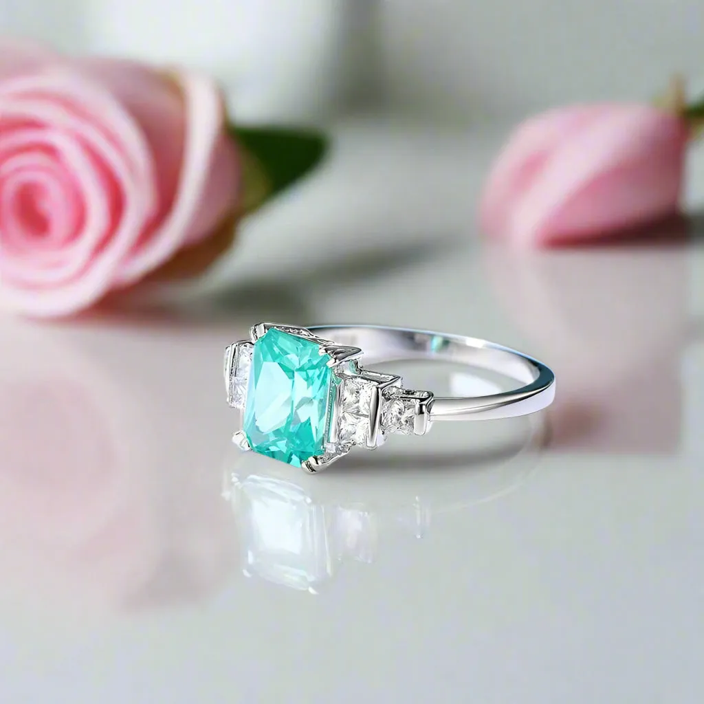 Mint Sapphire Tourmaline Engagement Ring