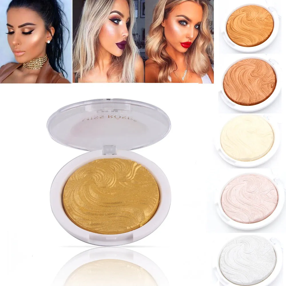 Miss Rose face makeup shimmer highlighter powder 6 color brighten baked bronzer powder contouring makeup palette glow kit MS093