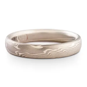 Misty Mokume Gane Ring or Wedding Band in Twist Pattern and Ash Palette
