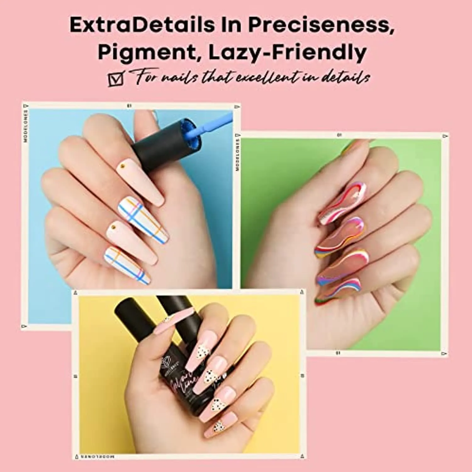 Modelones Gel Liner Nail Art Set-12 Gel Art Paint and 24 Pcs Bright Spring Summer Gel Nail Polish Kit, 20 Colors Soak Off Nail Gel Polish with Primer Glossy & Matte Top Coat Base Coat
