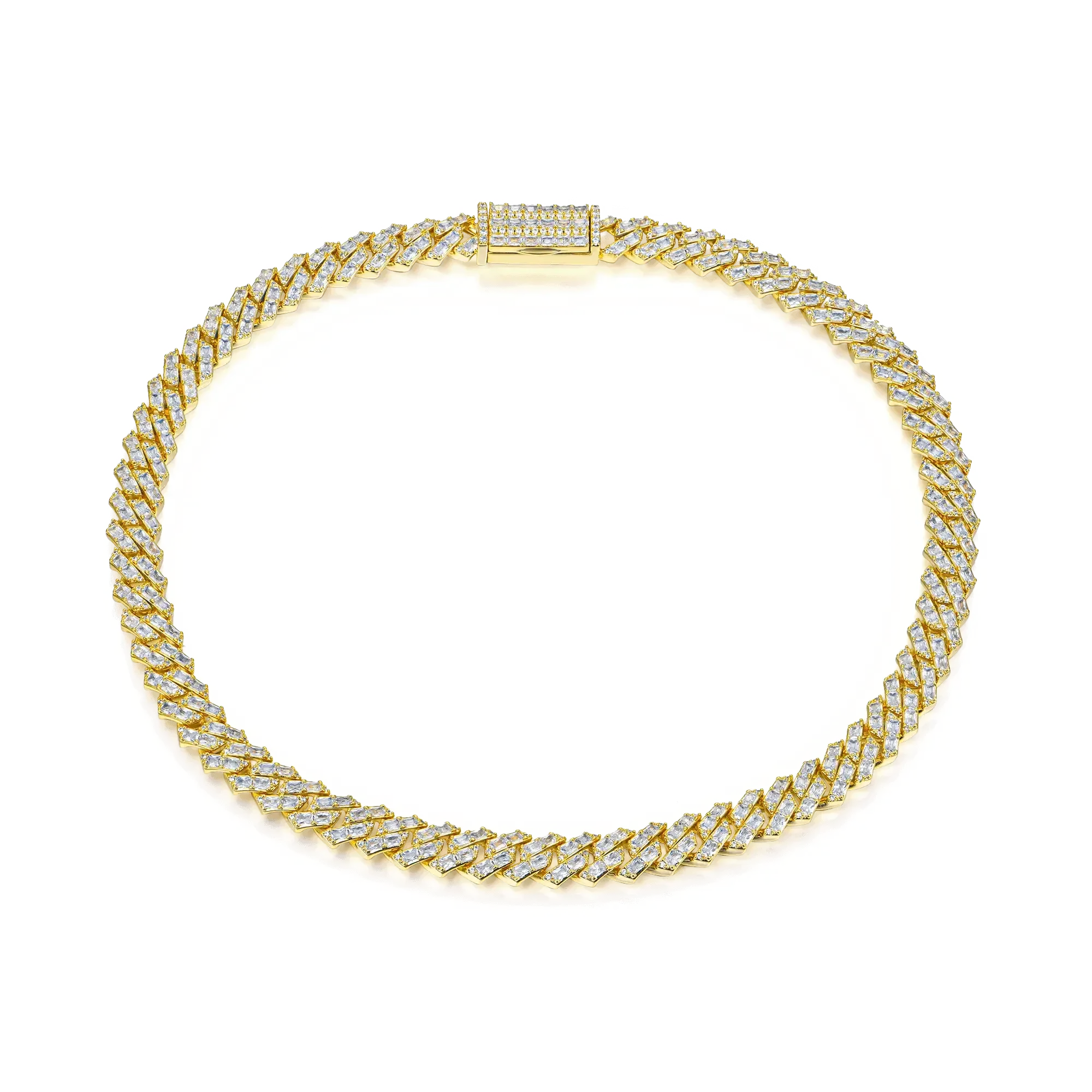 Moissanite Emerald Cut Prong Cuban Link Chain