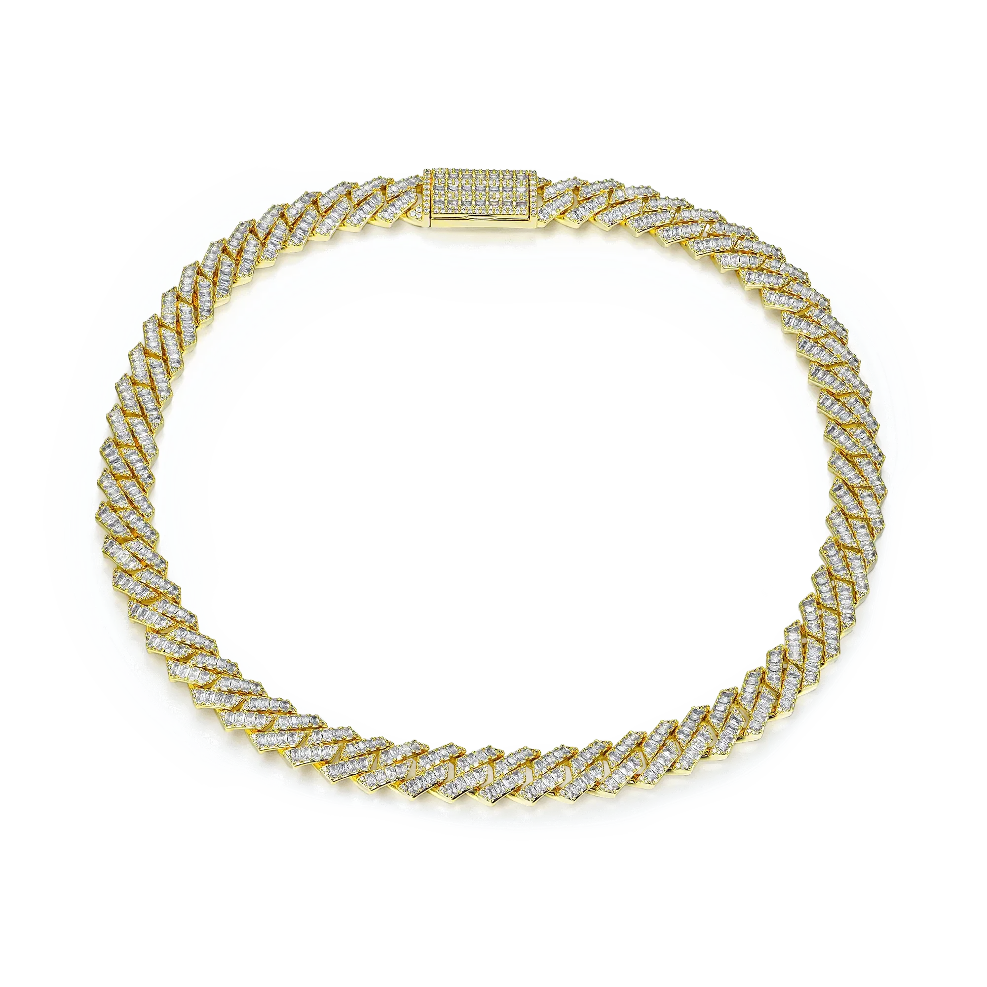 Moissanite Emerald Cut Prong Cuban Link Chain
