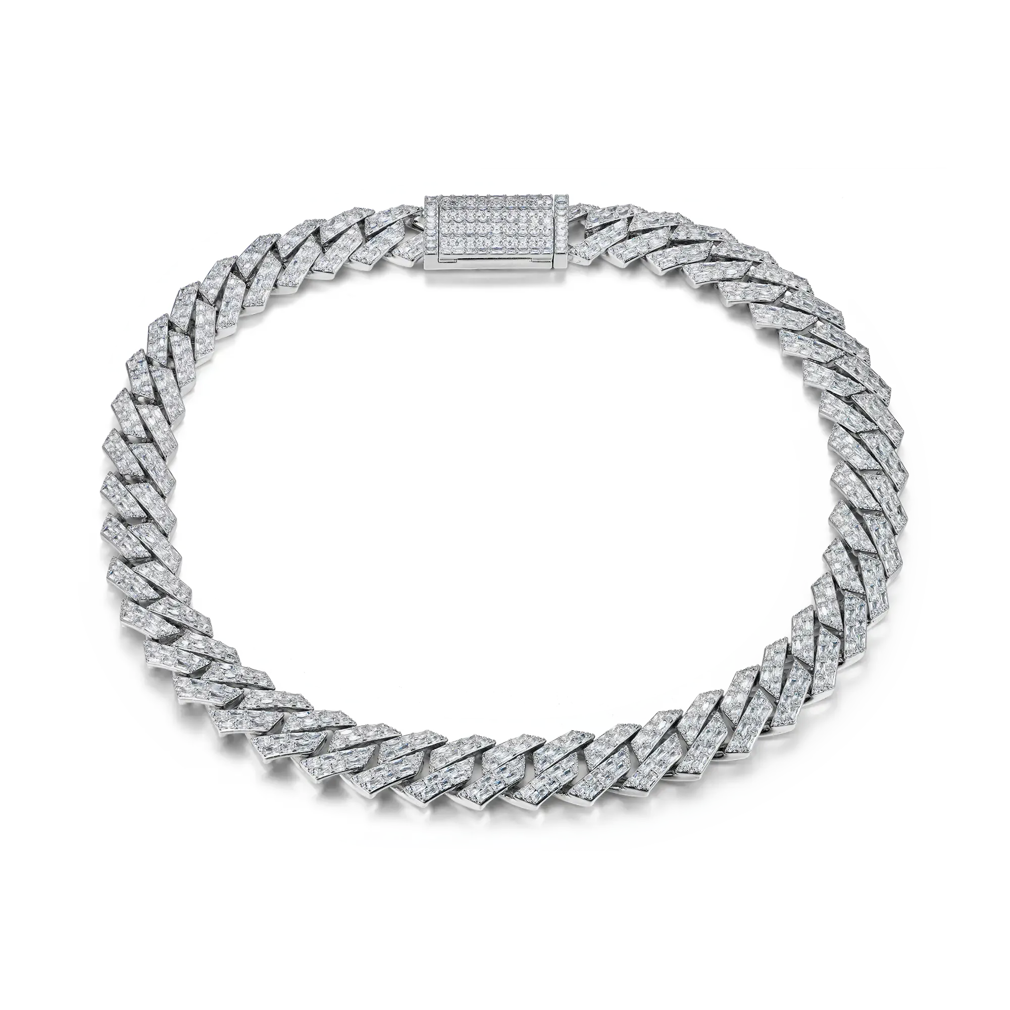 Moissanite Emerald Cut Prong Cuban Link Chain