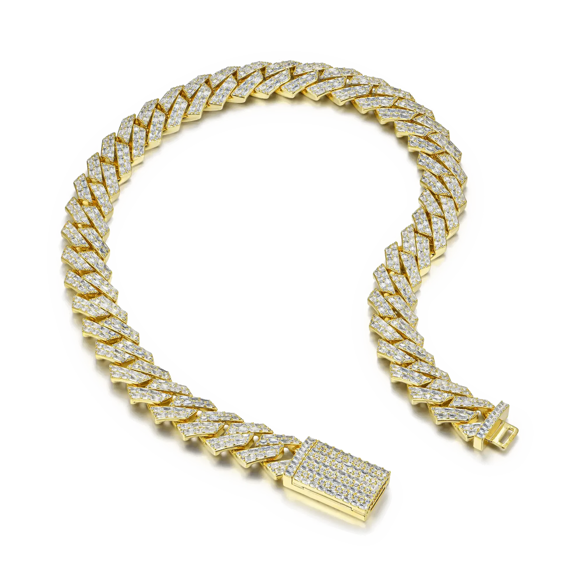 Moissanite Emerald Cut Prong Cuban Link Chain