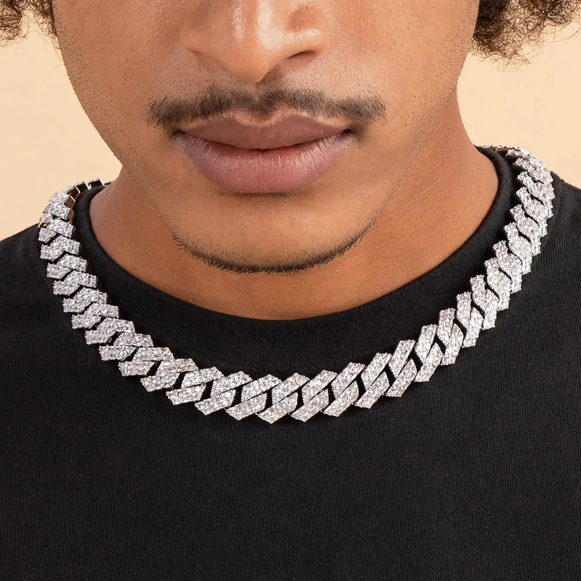 Moissanite Emerald Cut Prong Cuban Link Chain