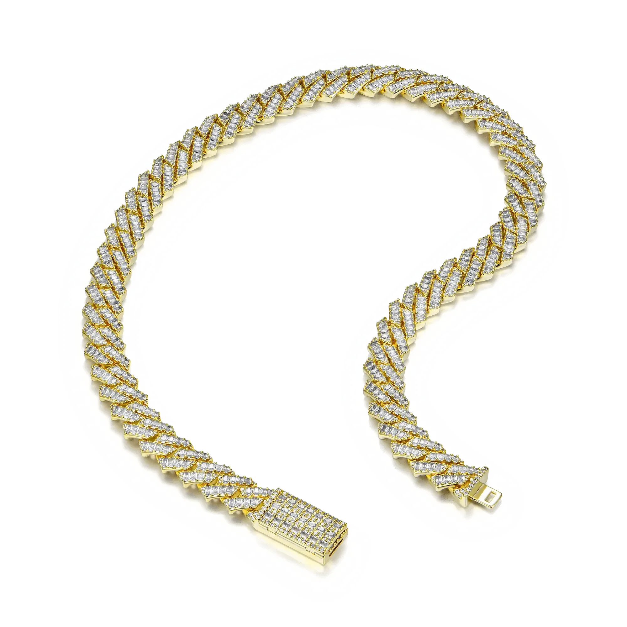 Moissanite Emerald Cut Prong Cuban Link Chain