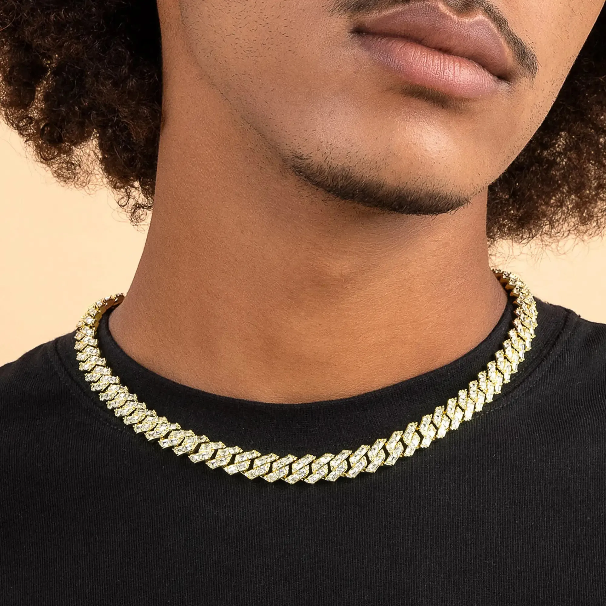 Moissanite Emerald Cut Prong Cuban Link Chain