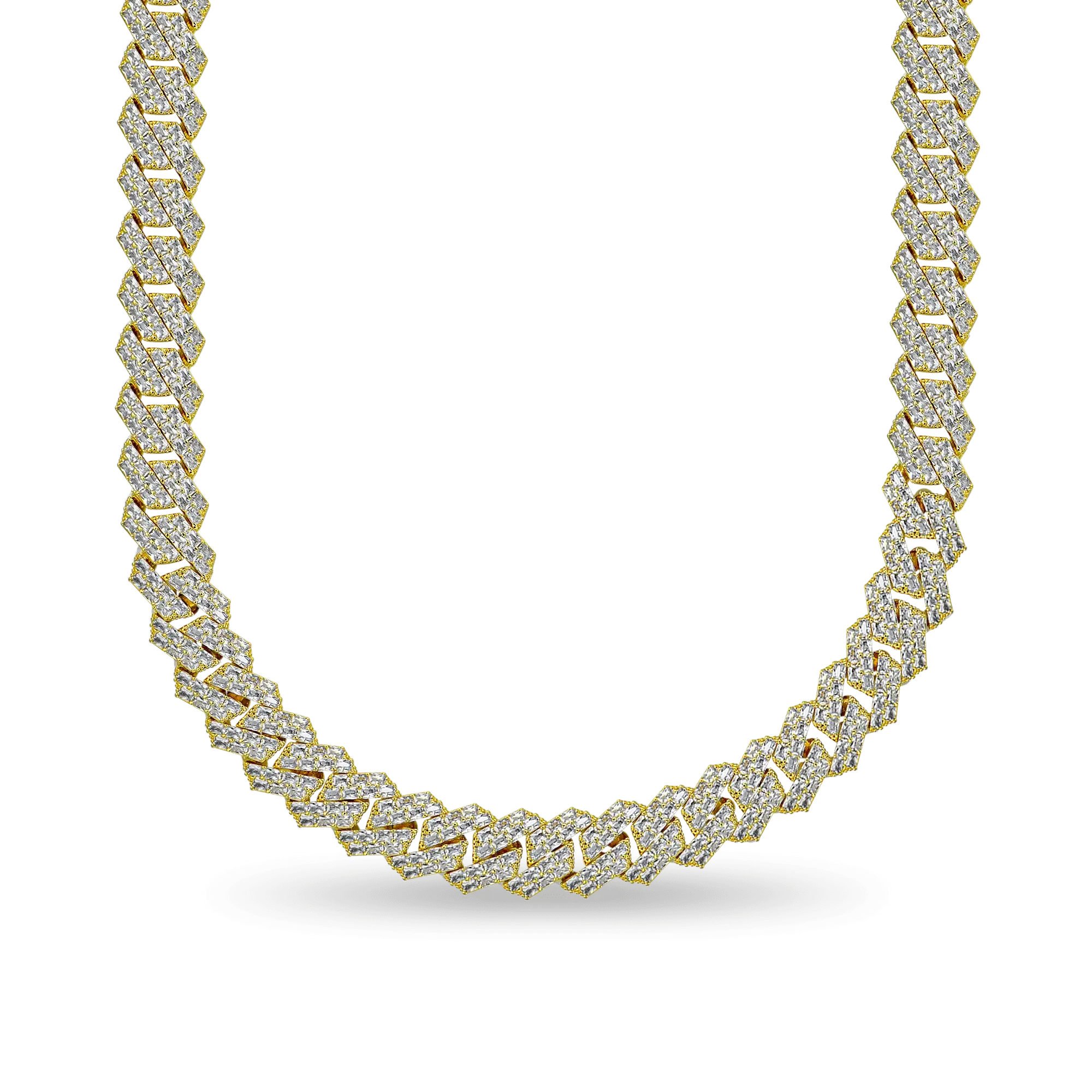 Moissanite Emerald Cut Prong Cuban Link Chain