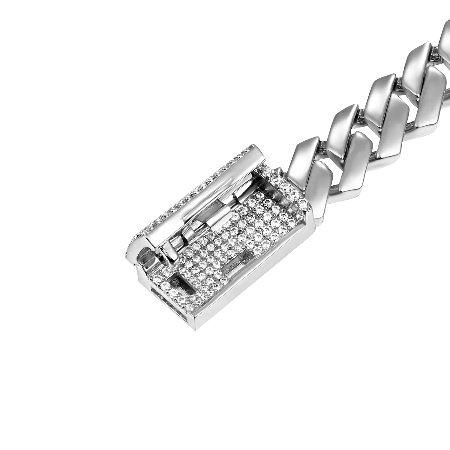 Moissanite Plain Gold Prong Cuban Link Bracelet - 10mm