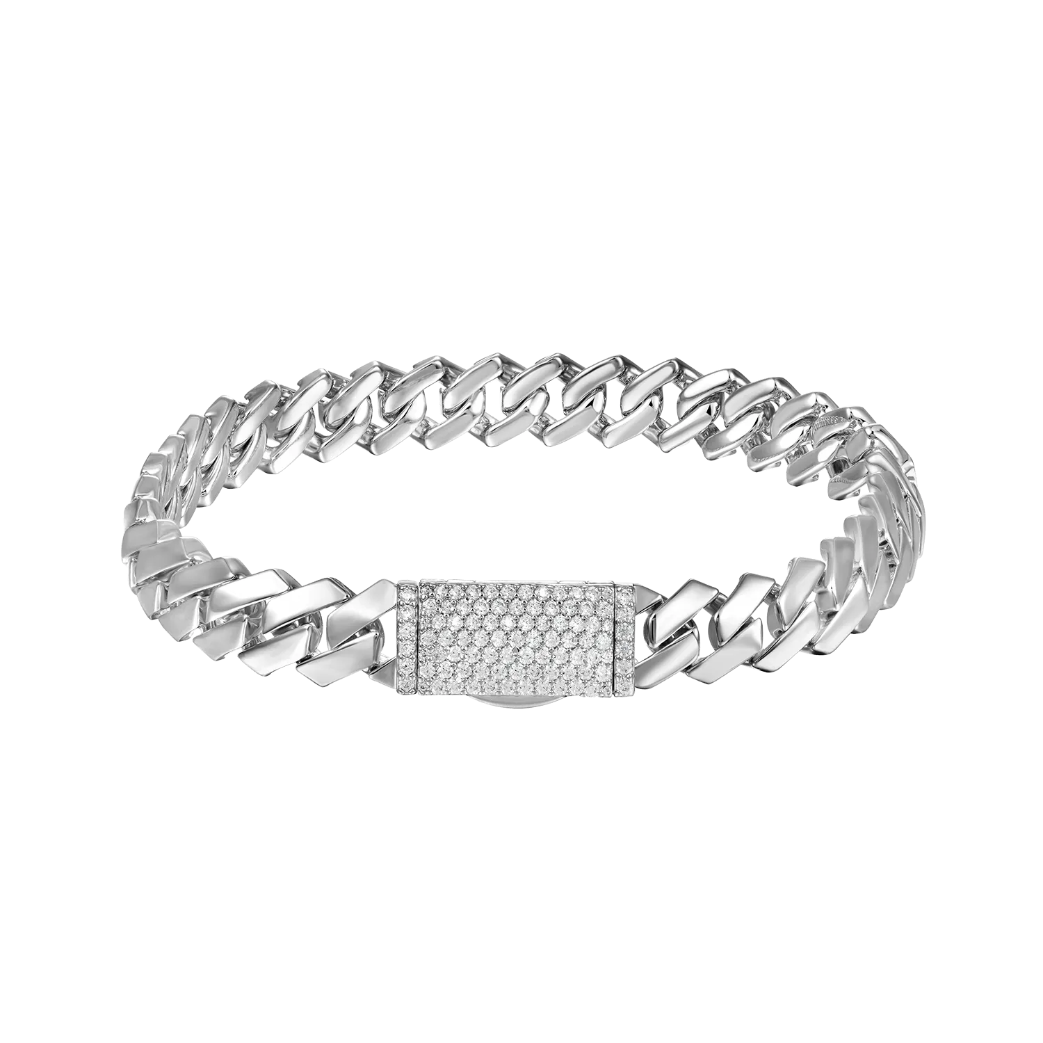Moissanite Plain Gold Prong Cuban Link Bracelet - 10mm