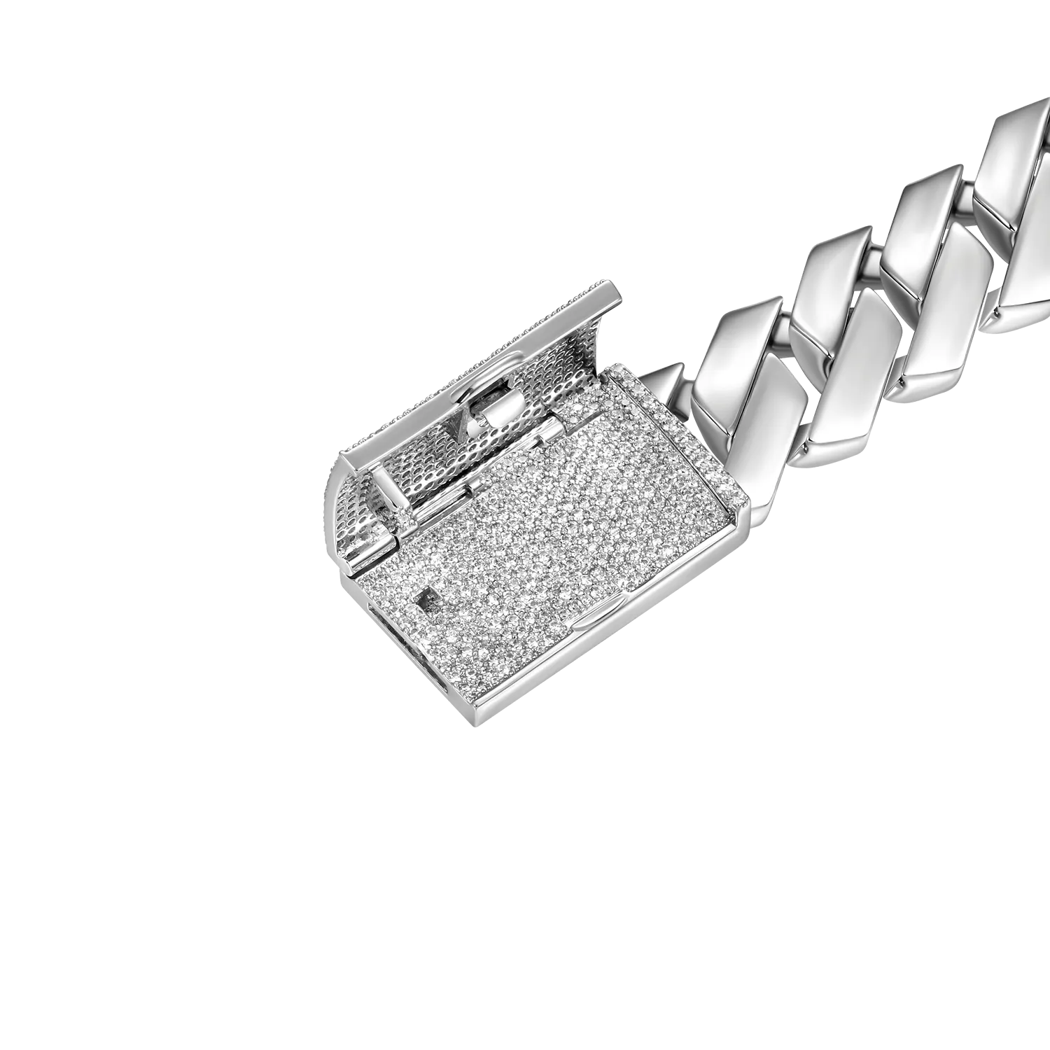 Moissanite Plain Gold Prong Cuban Link Bracelet - 19mm