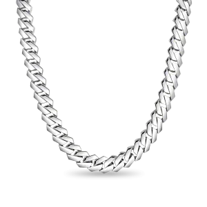 Moissanite Plain Gold Prong Cuban Link Chain - 12mm