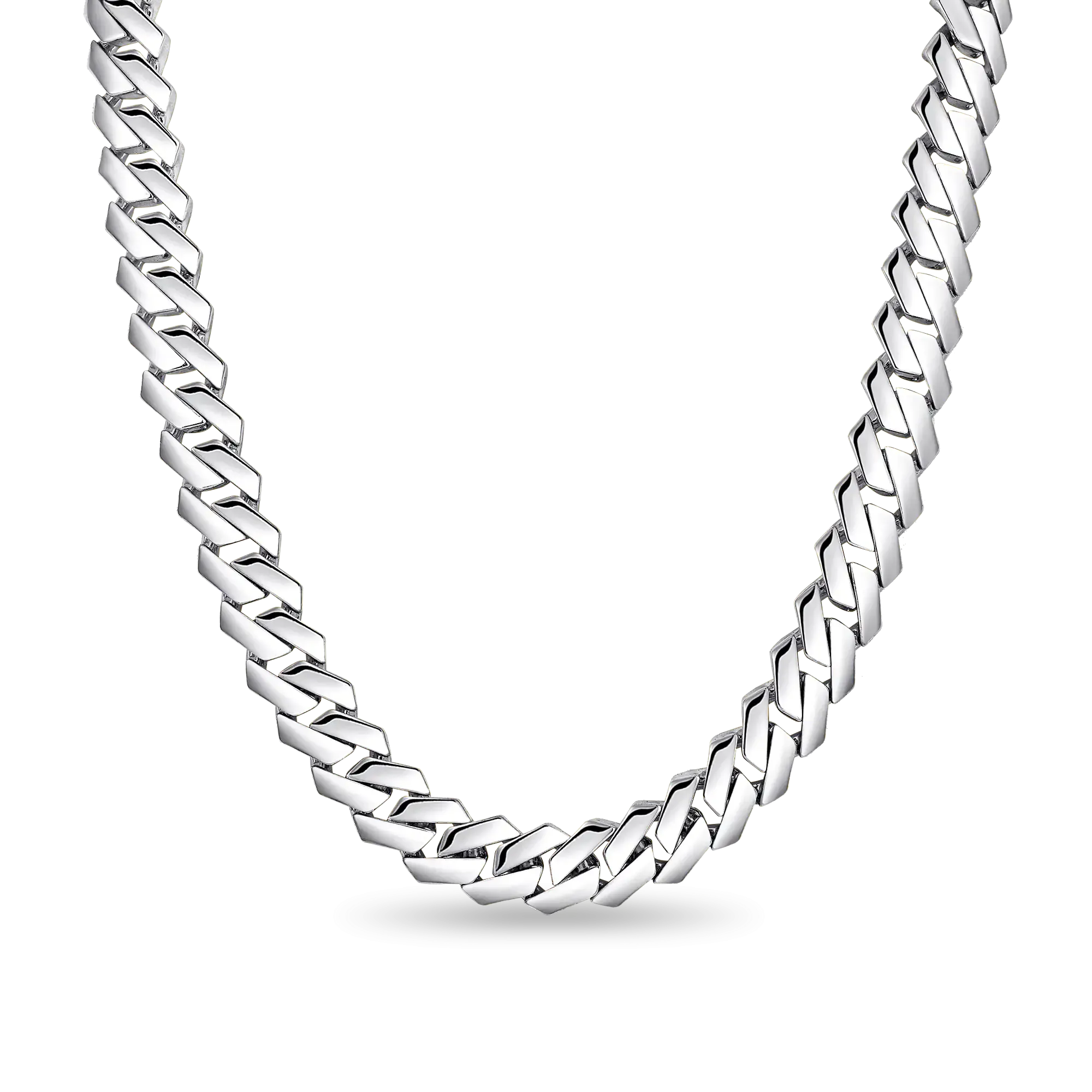 Moissanite Plain Gold Prong Cuban Link Chain - 12mm