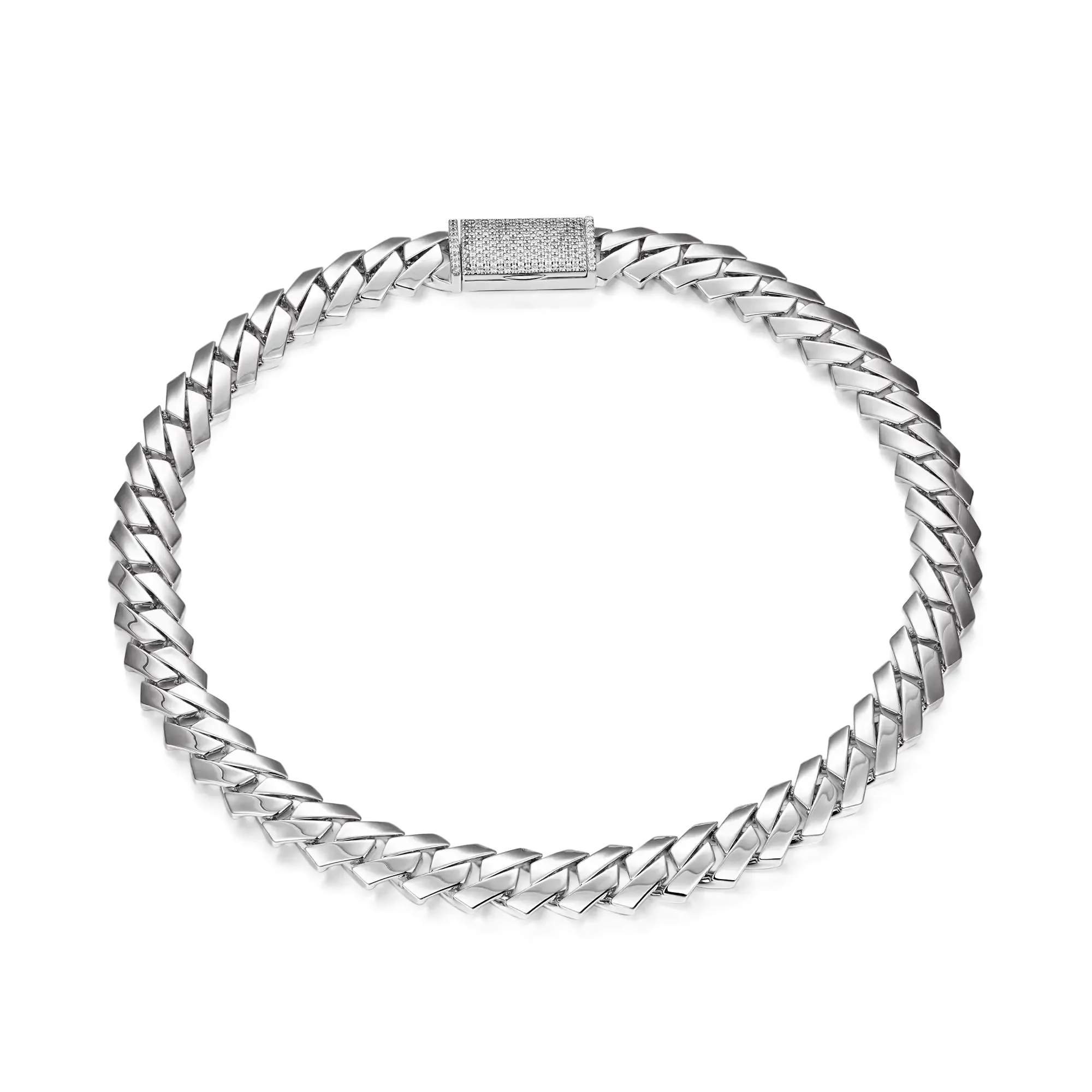 Moissanite Plain Gold Prong Cuban Link Chain - 15mm