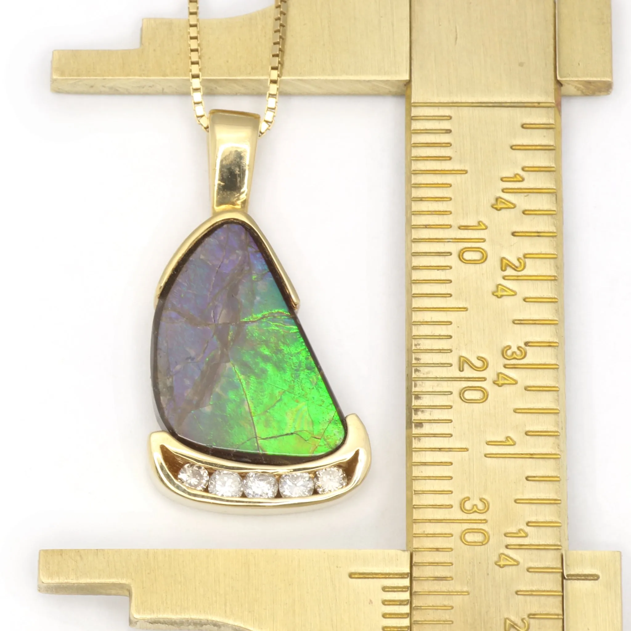 Montecito - Ammolite and Diamond Pendant