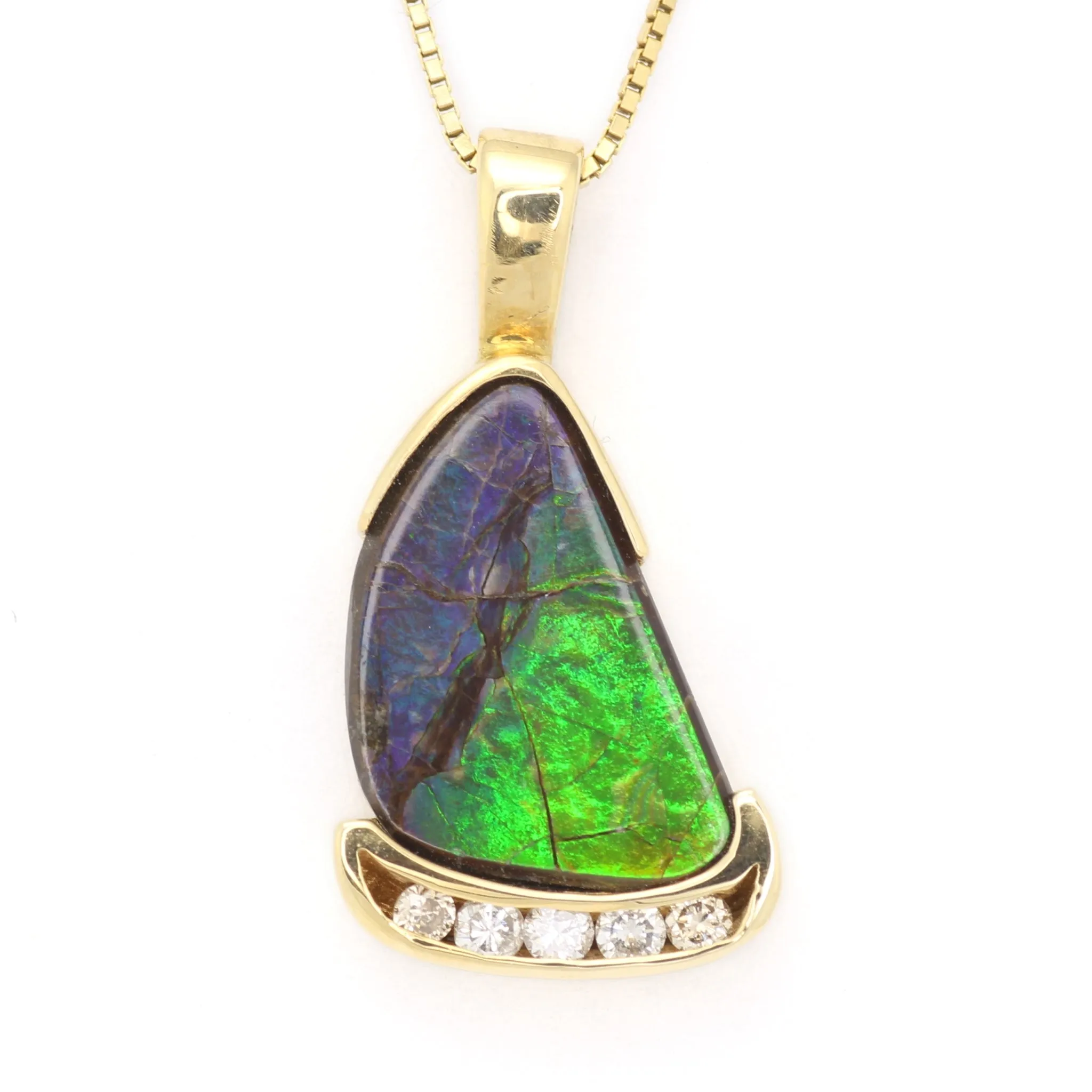 Montecito - Ammolite and Diamond Pendant