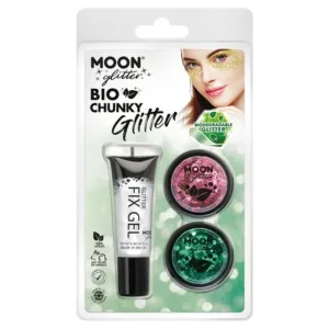 Moon Glitter Bio Chunky Glitter, Pink, Green