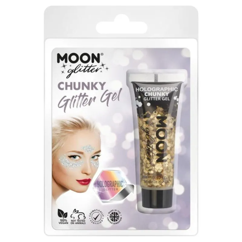 Moon Glitter Holographic Chunky Glitter Gel, Gold