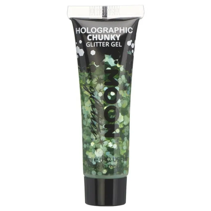 Moon Glitter Holographic Chunky Glitter Gel, Green