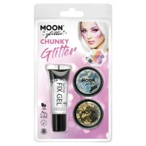 Moon Glitter Holographic Chunky Glitter, Silver, Gold