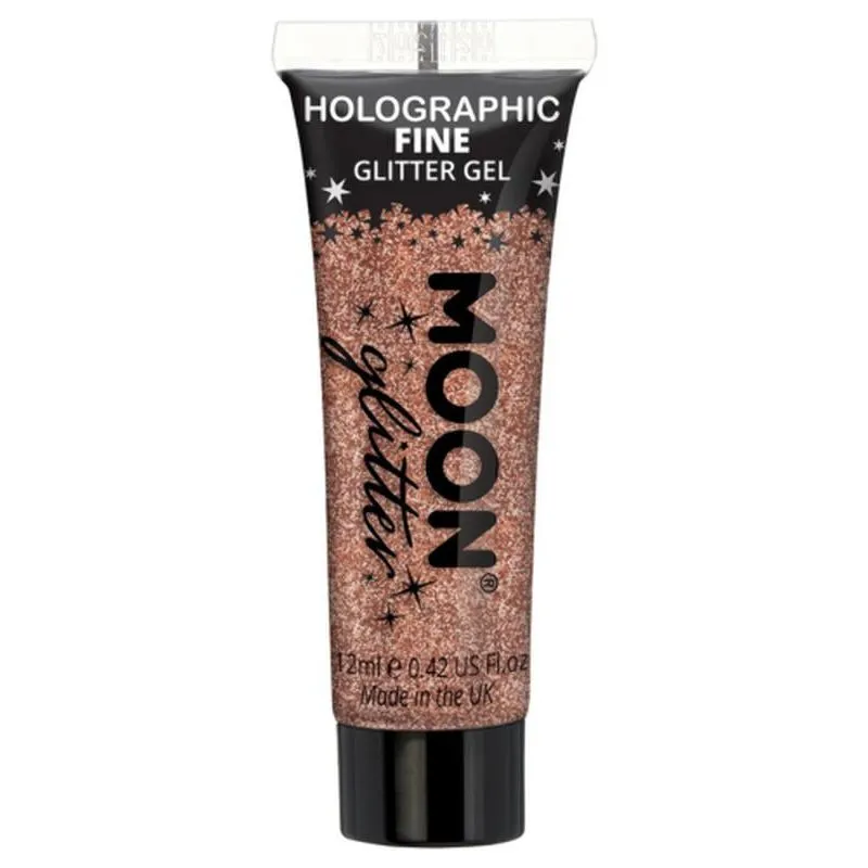 Moon Glitter Holographic Fine Glitter Gel, Rose Gold